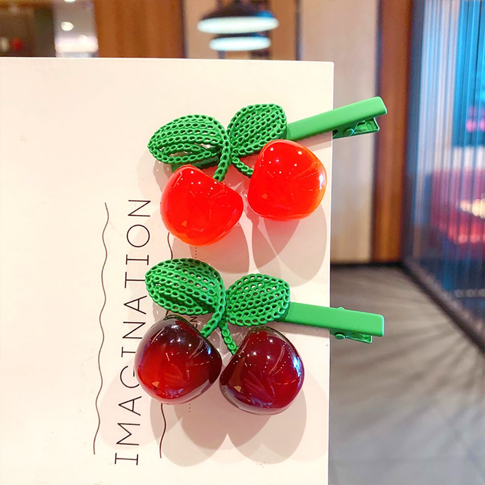 Kẹp Tóc Hình Trái Cherry Bằng Hợp Kim Nhiều Màu Dễ Thương Phong Cách Hàn Quốc Cho Nữ