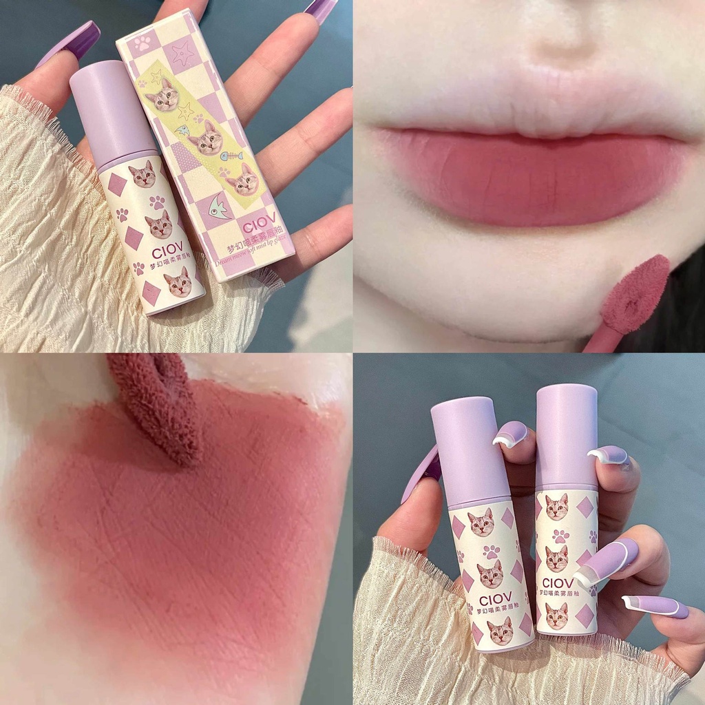 Son Sáp Tông Lì Màu Nâu Đỏ Tạo Hiệu Ứng Sương Khói Chống Dính Cốc