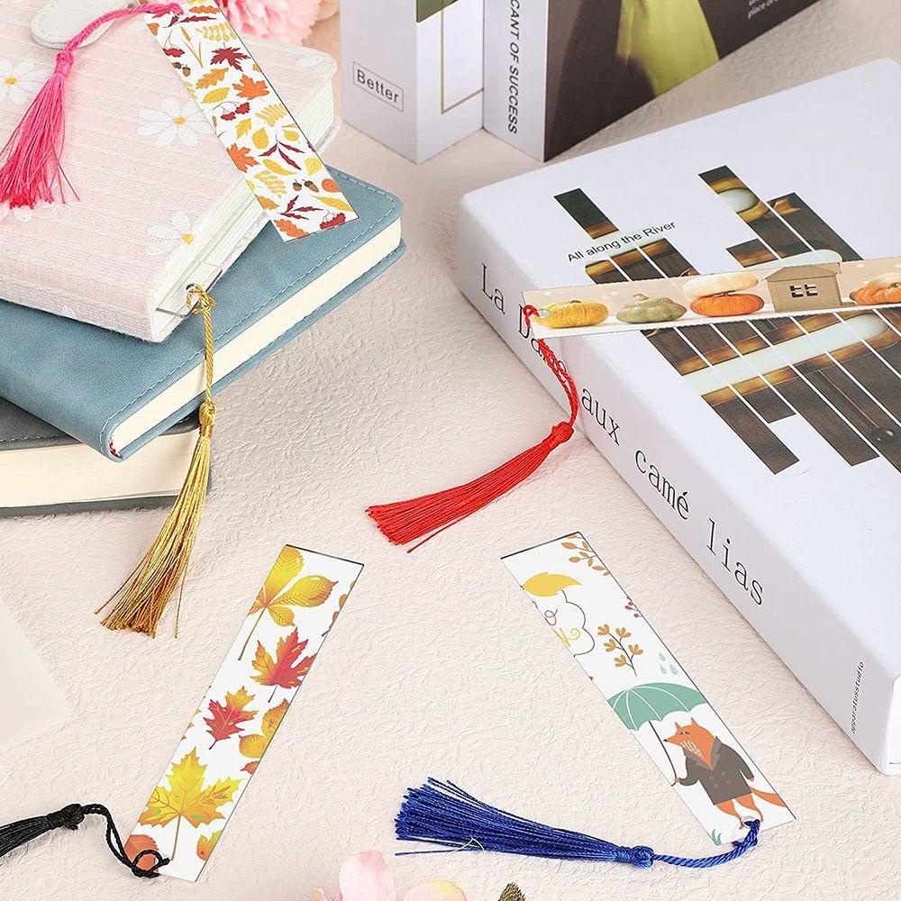 Set 15 Thẻ Đánh Dấu Trang Sách DIY Trong Suốt Có Tua Rua