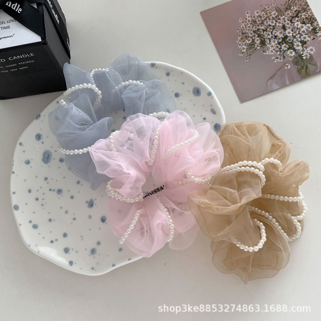 Dây Cột Tóc Co Giãn Đính Ngọc Trai Xinh Xắn Theo Phong Cách 2022