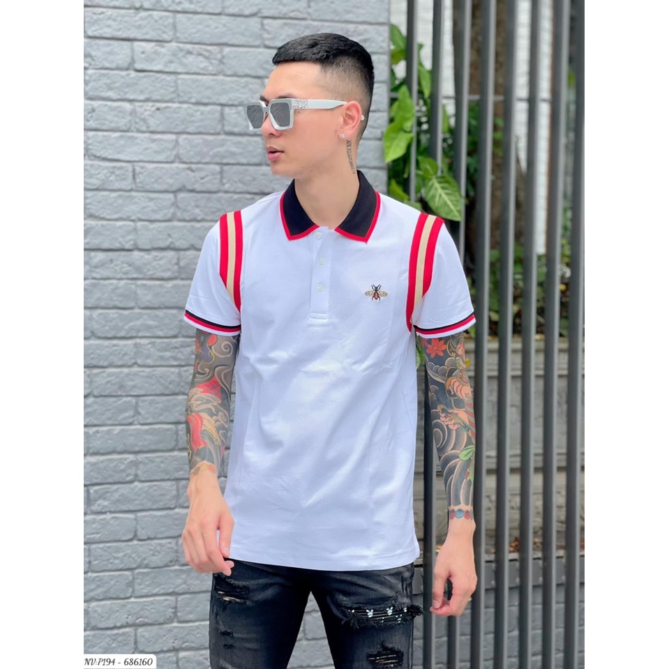Áo Polo Nam Gc Phối Họa Tiết Viền Vai Và Hình Thêu Ong Ở Ngực - Áo Cổ Bẻ Nam Gc Chất Vải Gai Cao Cấp DT FASHION MENWEAR