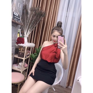 Áo Phi Lệch Vai Cột Nơ