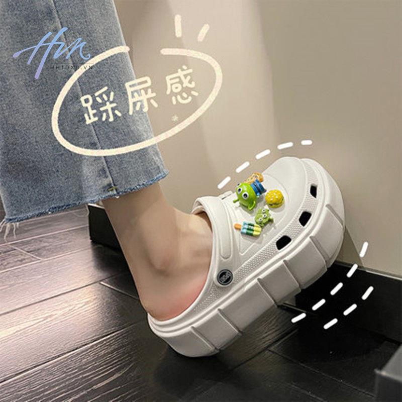 Dép Sandal Đục Lỗ Đế Dày Cao Chống Trượt Dễ Phối Đồ Phong Cách Mới Cho Nữ