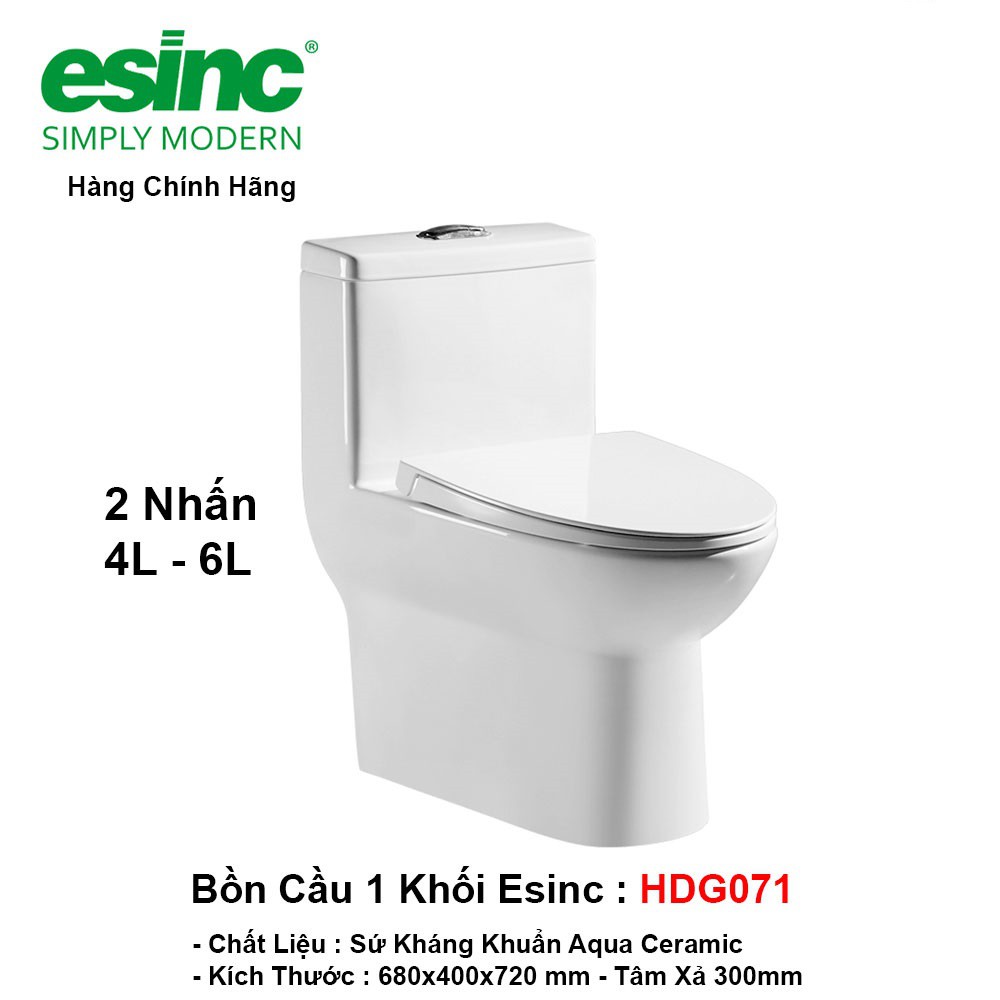 bồn cầu ESINC HDG071 1 khối cao cấp (hình thật phía sau)