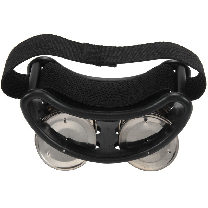 Percussion Foot Tambourine with Metal Jingles, Black