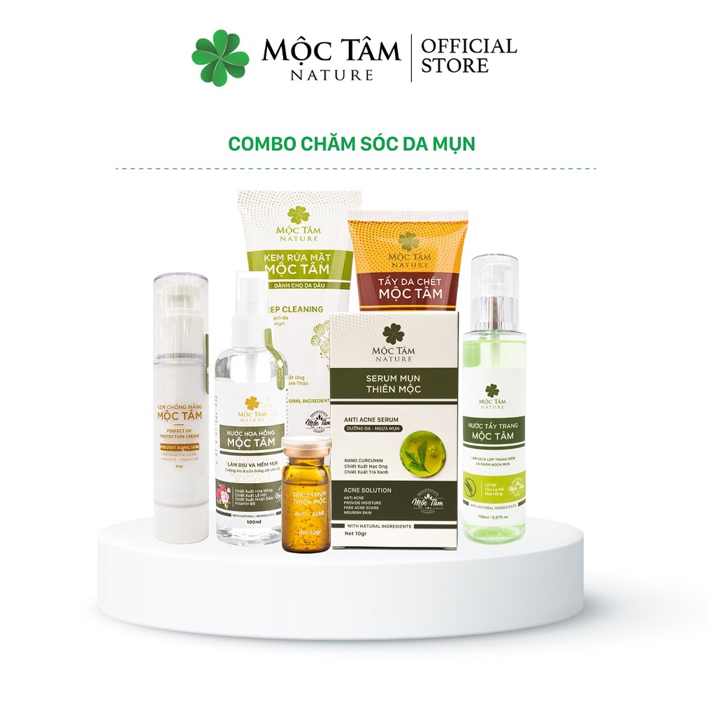 Combo Chăm Sóc Da Mụn (Bộ 6 Sản Phẩm) - Sạch Sâu, Hết Mụn (Mộc Tâm Nature)