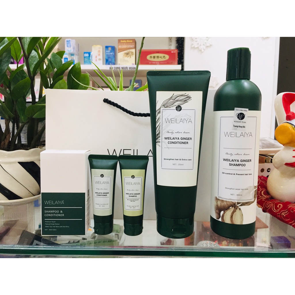 CẶP DẦU GỘI XẢ GỪNG WEILAYA SIZE TO TẶNG KÈM SET MINI
