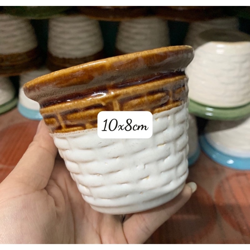 Chậu sứ miệng túm trồng cây