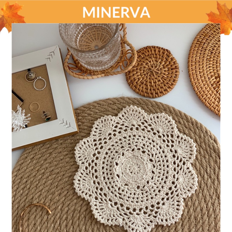 Tấm ren cotton trải bàn trang trí nhà cửa - tấm lót ly cốc bình hoa - phụ kiện chụp ảnh