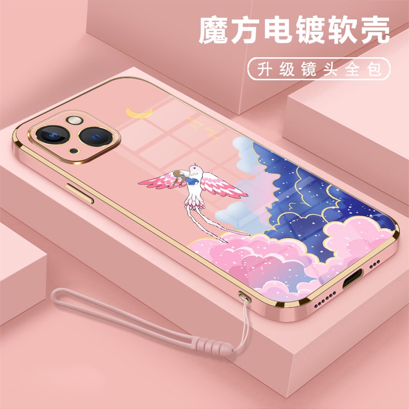 Ốp Điện Thoại Silicon Mạ Họa Tiết Cô Gái Hoạt Hình Dễ Thương Dành Cho iPhone 13 13 pro 13 pro max 13