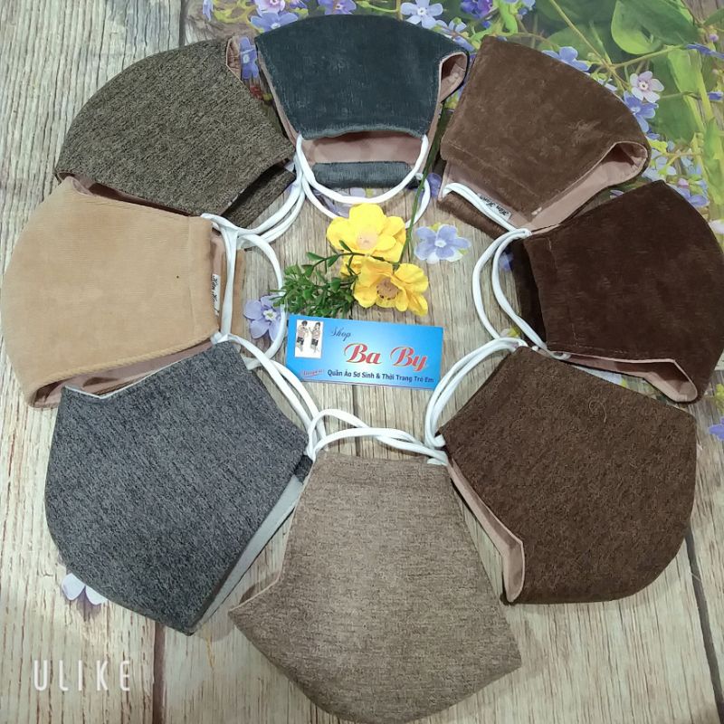 Khẩu trang vải 3 lớp màu trơn cao cấp vải nhung,gân gỗ dành cho nam nữ chống nắng tốt. Cam kết hàng đẹp!!