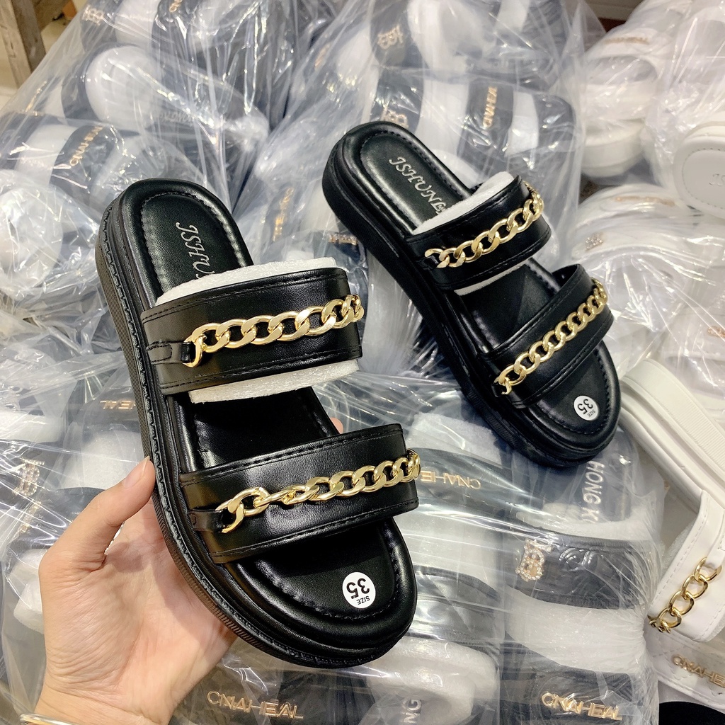 dép 2 quai dây xích đế xuồng mẫu mới (rẻ vô địch ) ( PU 2CM QUAI XÍCH)