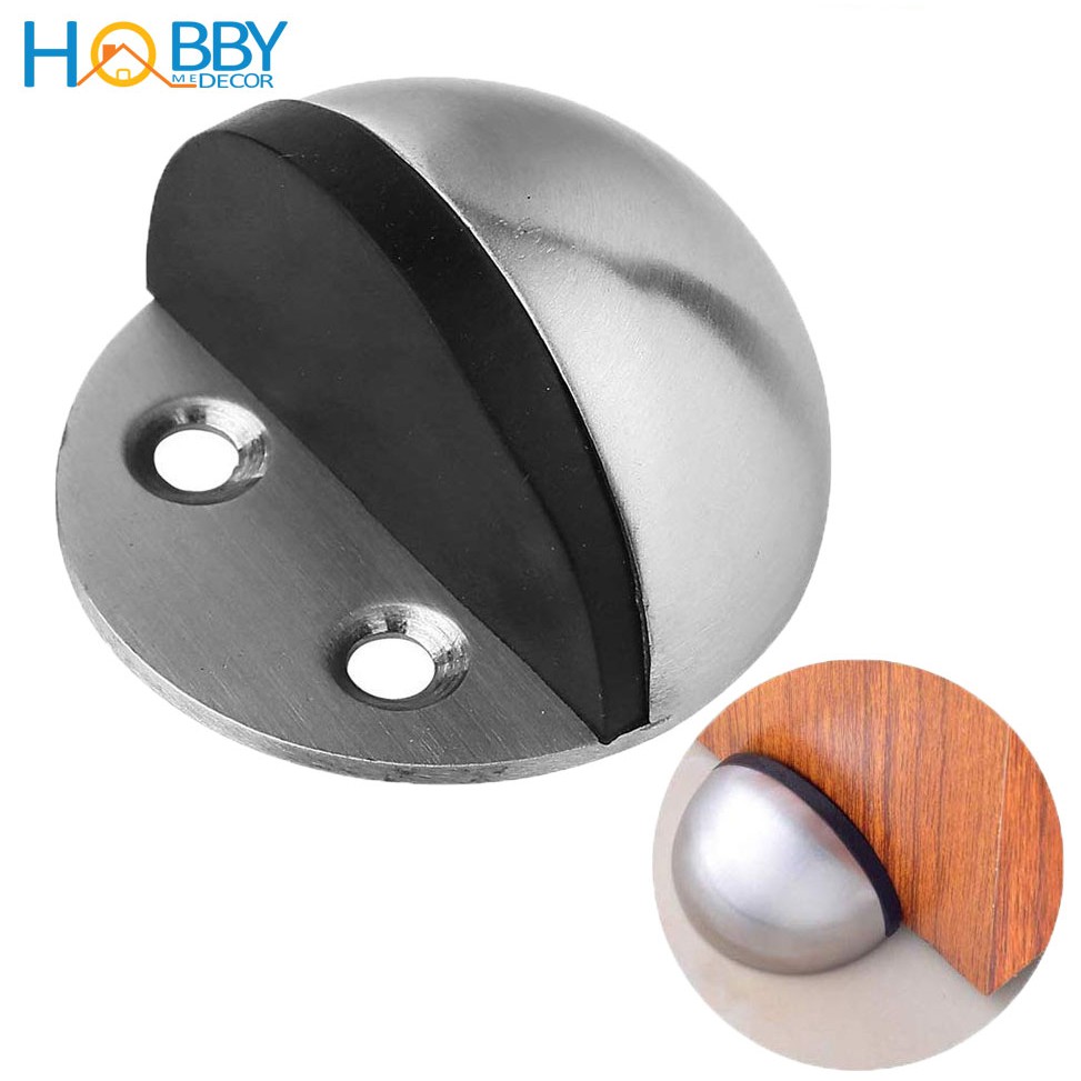 Chặn cửa hình bán nguyệt Hobby Home Decor CC4 Inox dán sàn nền gạch men kèm keo dán và đinh ốc- không có nam châm