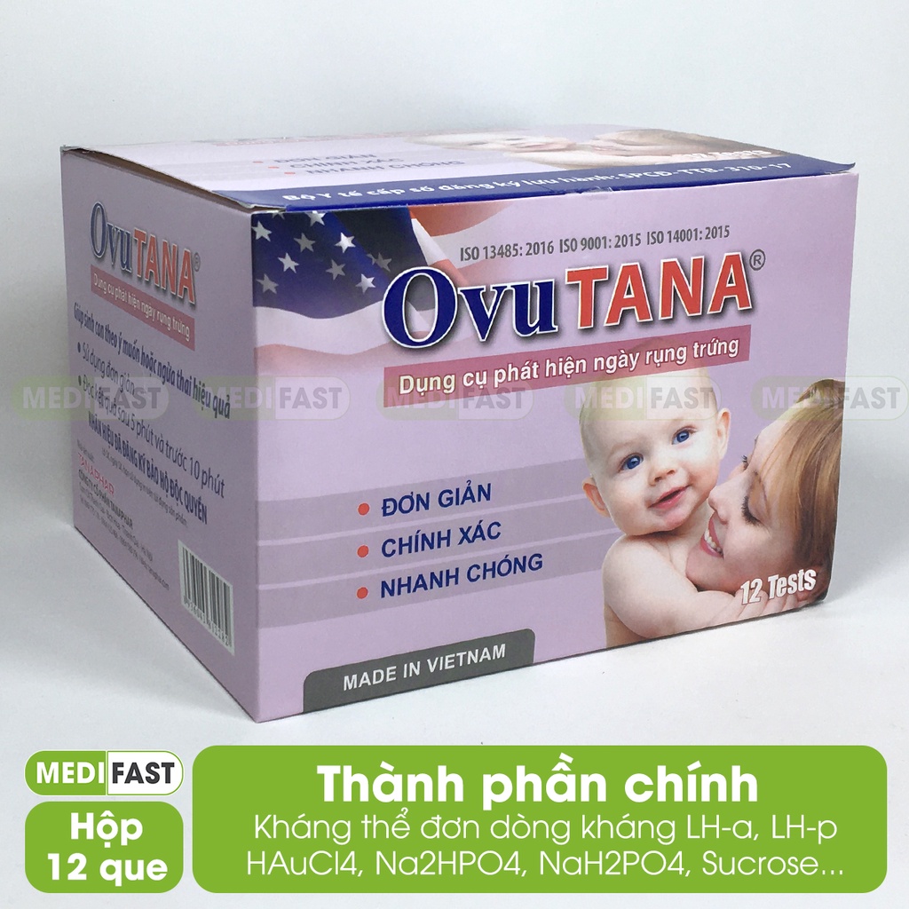 Que thử rụng trứng Ovutana - Combo Hộp lớn - 12 que thử - giao hàng kín đáo, che tên