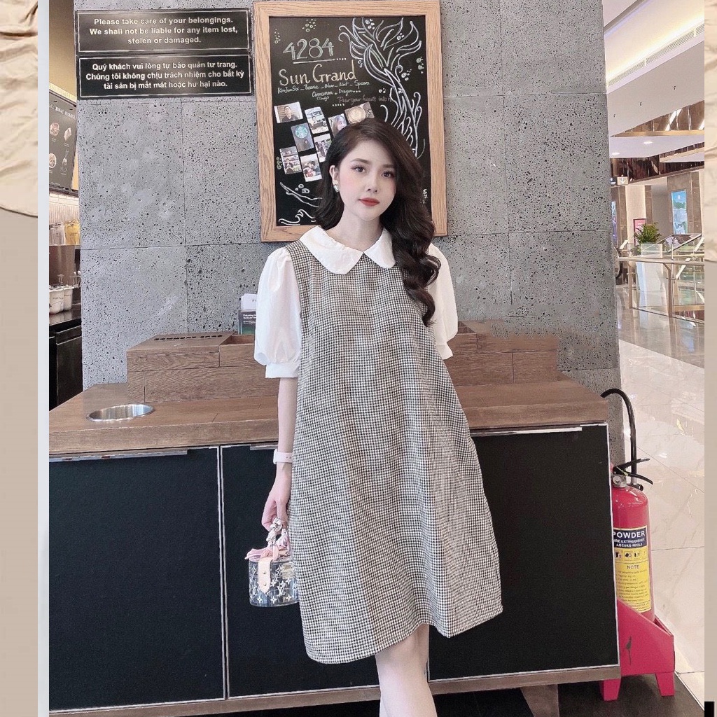 Đầm bầu thiết kế ghi cổ sen thời trang công sở MSP160 Mom and Baby