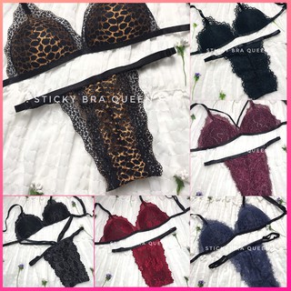 Bộ đồ lót bralette ren dây quần lót freesize có tăng đơ điều chỉnh xuyên thấu gợi cảm áo ngực có kèm mút sexy cho nữ