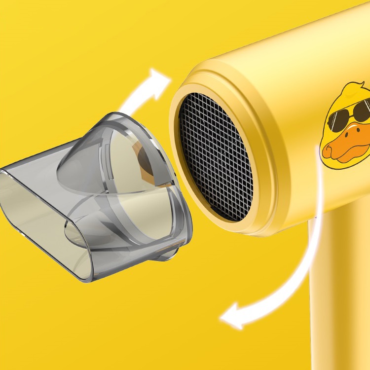 Máy sấy tóc tạo kiểu hình con vịt vàng công suất 1200W siêu dễ thương nóng lạnh 3 tốc độ gió tặng kèm mỏ sấy