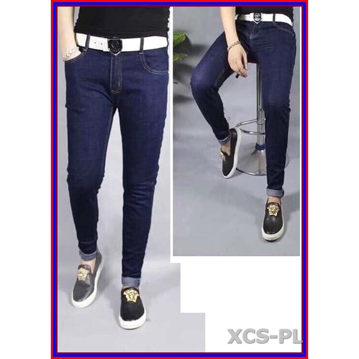 Quần jean nam cao cấp XANH ĐẬM TRƠN 05 chất giãn cực đẹp không xù lông, không ra màu 05txanh1