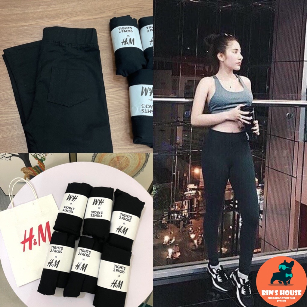 QUẦN LEGGING NỮ ĐEN CUỘN H.M