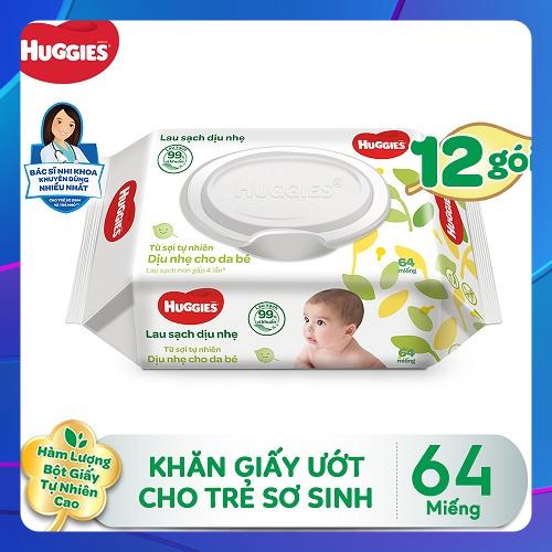 (Hàng công ty)Khăn giấy ướt Huggies không mùi 64 tờ,khăn ướt diệt khuẩn không mùi cho bé hàng chính hãng mamamy
