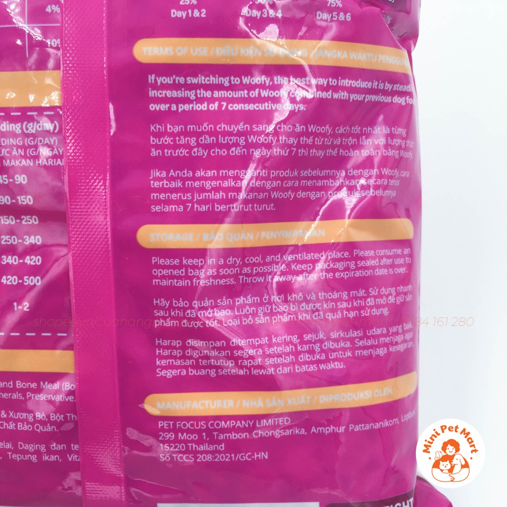 Thức ăn hạt cho chó trưởng thành WOOFY 500g - Vị thịt bò