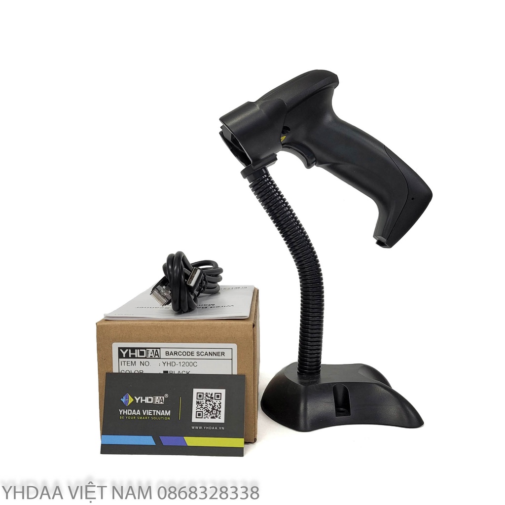 Máy quét mã vạch YHD 1200C 1D mẫu mới có dây kết nối cổng USB dùng trên Máy tính, Laptop