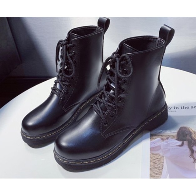 [HOT TREND_HÀNG XỊN] Giày boots nữ, bốt ulzzang, bốt nữ cột dây đế viền chỉ cổ lửng, bền, sành điệu, cá tính S022