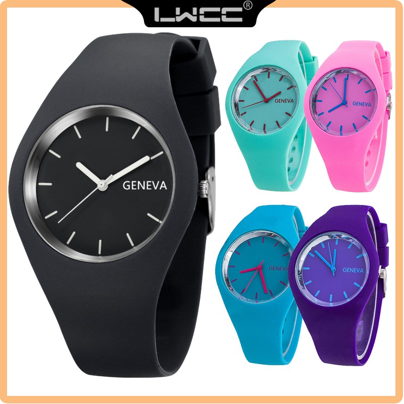 Đồng hồ quartz Lwcc dây cao su chống thấm nước thời trang cho nam và nữ
