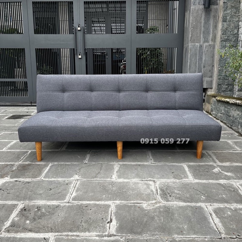 Ghế sofa giường dài 1m8 rộng 96cm chất vải bố mịn nệm không lò xo bền chắc màu xám đậm | BigBuy360 - bigbuy360.vn