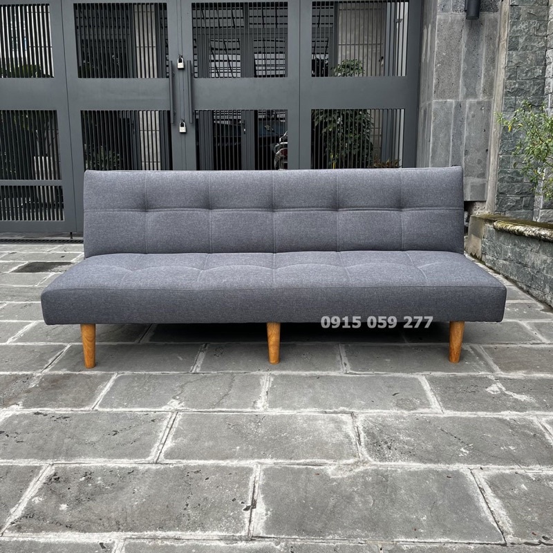 Ghế sofa giường dài 1m8 rộng 96cm chất vải bố mịn nệm không lò xo bền chắc màu xám đậm