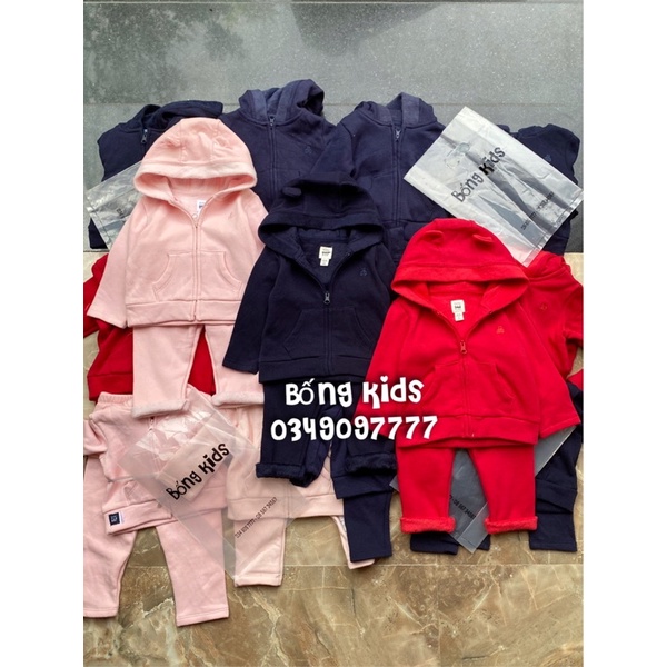 Bộ Nỉ Kéo Khoá Bé Trai &amp; Bé Gái Tai Gấu G