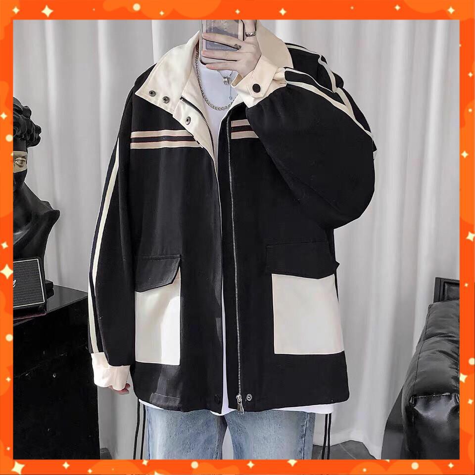 Áo khoác kaki nam viền sọc ko nón có size lớn | BigBuy360 - bigbuy360.vn