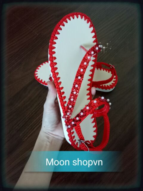 Sandal sỏ ngón đính kim sa handmade