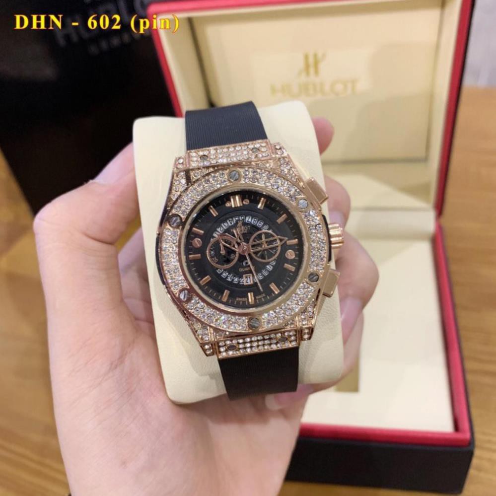 [Free Ship]  (Hublot) Đồng hồ Hublot nam nữ - đồng hồ cặp đôi đang yêu hàng đẹp full dá , day silicon hương vani - Hulo | BigBuy360 - bigbuy360.vn