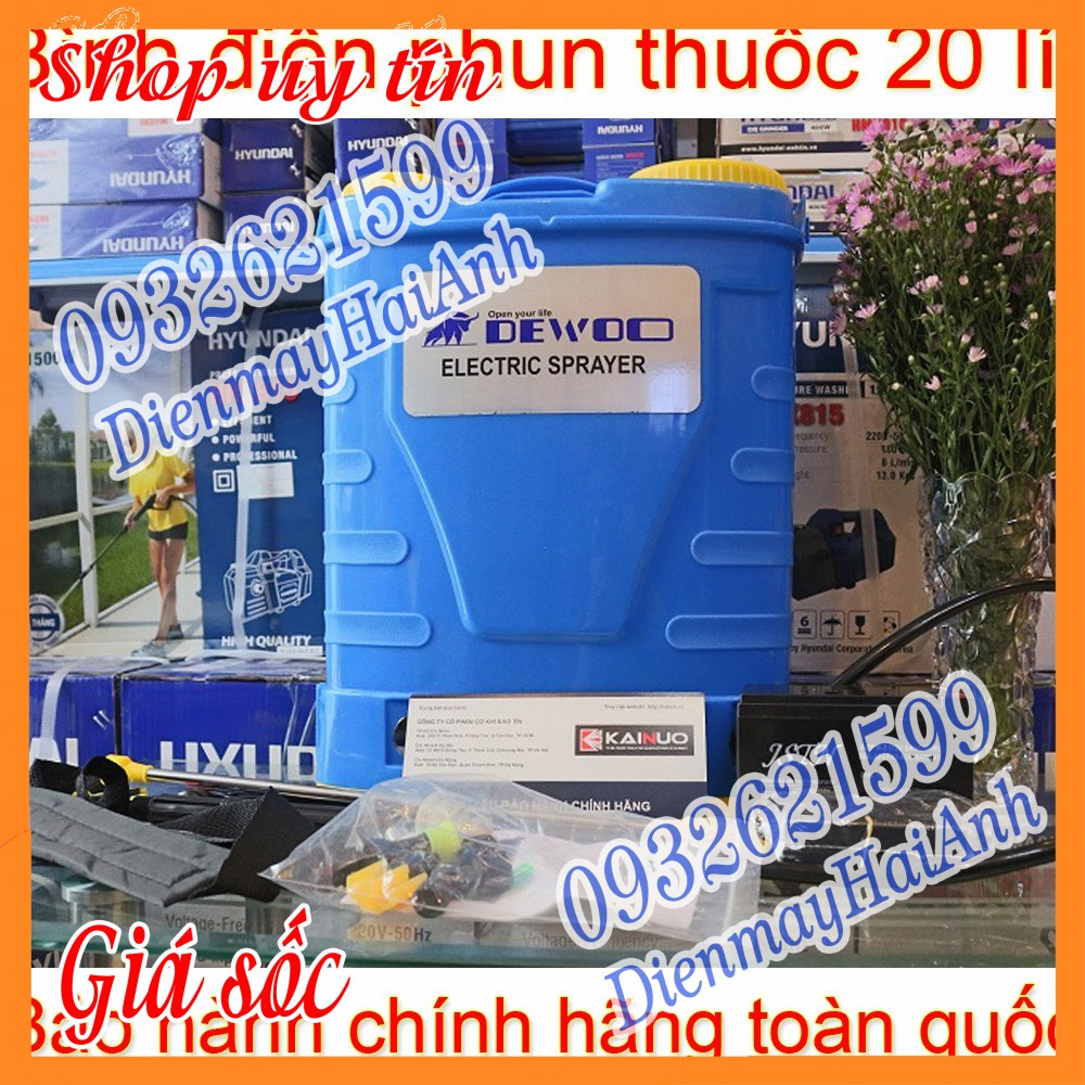 Bình điện phun thuốc trừ sâu Dewoo 20 lít - Máy bơm xịt thuốc tưới cây mini chạy bằng điện