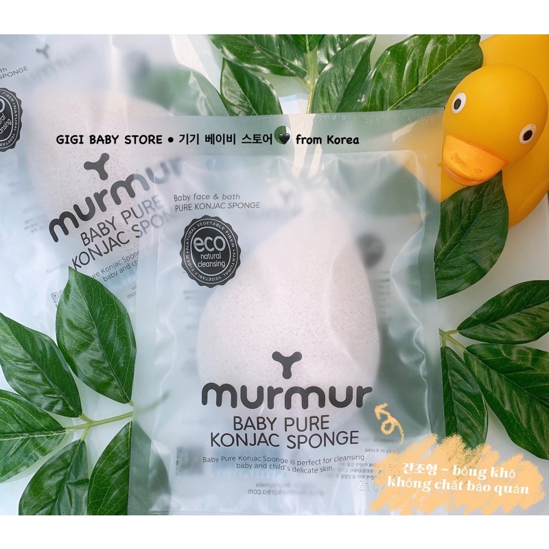 Bông tắm hữu cơ bọt biển Murmur Baby Pure Konjac made in korea