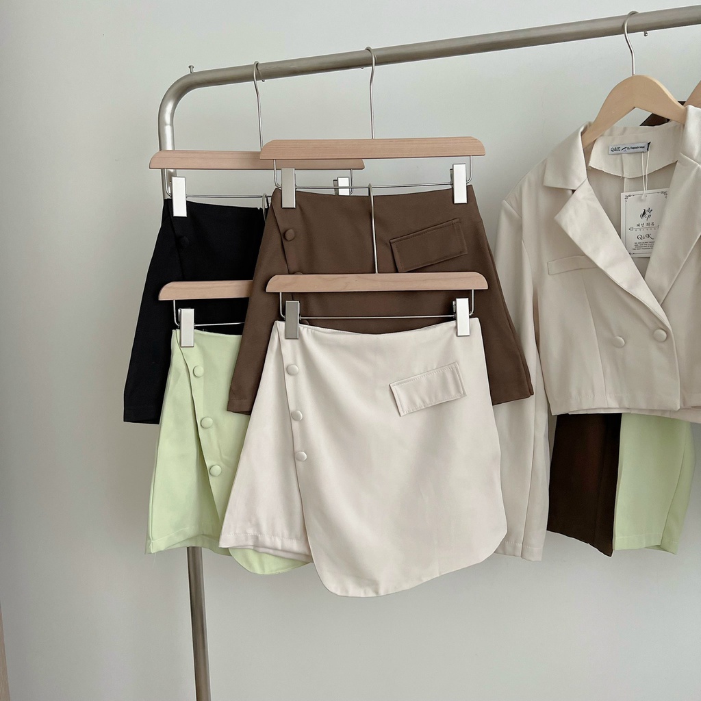 [HÀNG SẴN/ẢNH THẬT] SET ÁO VEST LỬNG MIX CHÂN VÁY TÀ LỆCH CÚC BỌC SIÊU XINH