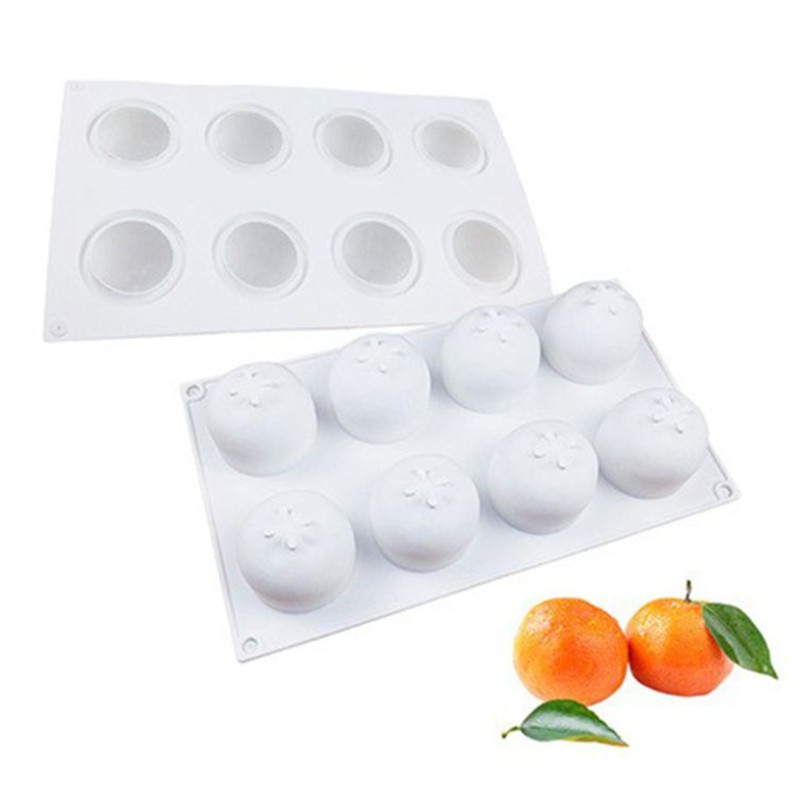 Khuôn Silicone Làm Bánh 8 Ngăn Hình Trái Cam