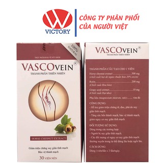 Viên Uống Vascovein - Giúp Bảo Vệ Thành Mạch, Giảm Nguy Cơ Suy Giảm Tĩnh Mạch - Hộp 30 viên - VictoryPharmacy