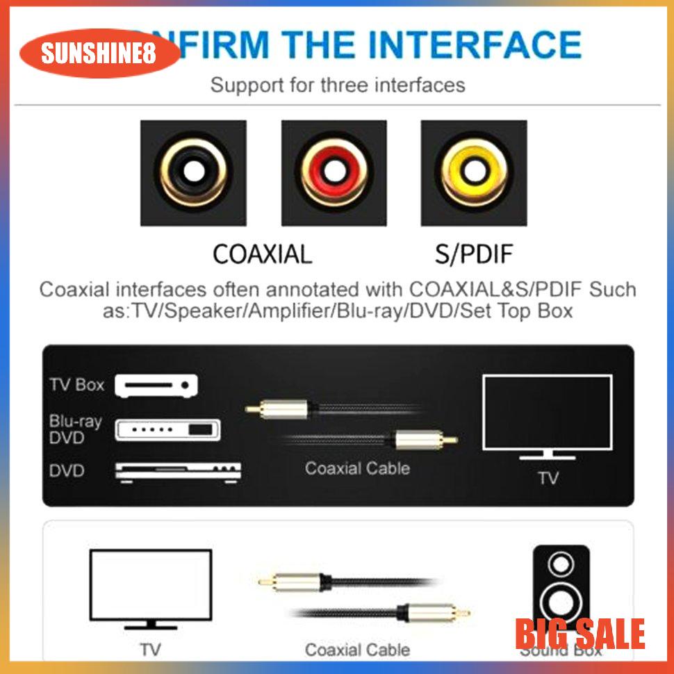 Dây cáp âm thanh kỹ thuật số RCA sang RCA mạ vàng chuyên dụng cho TV