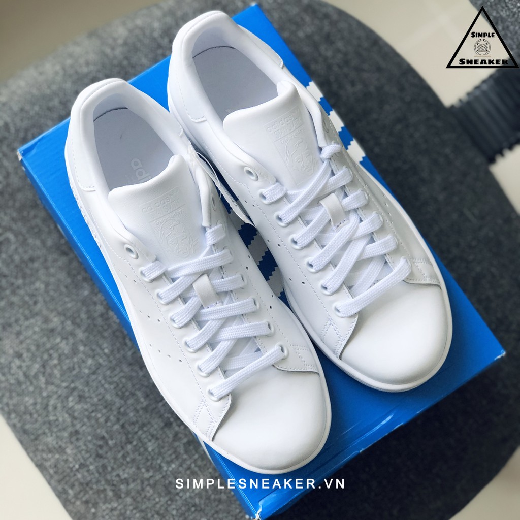 Giày Adidas Chính Hãng FREESHIP Adidas Stan Smith All White - Stan Smith Gót Trắng Unisex Chuẩn Auth - Simple Sneaker