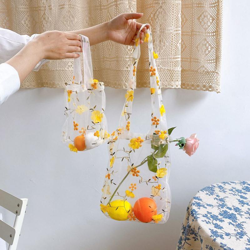 Túi xách vải lưới mỏng mịn họa tiết hoa nhỏ cho các cô gái