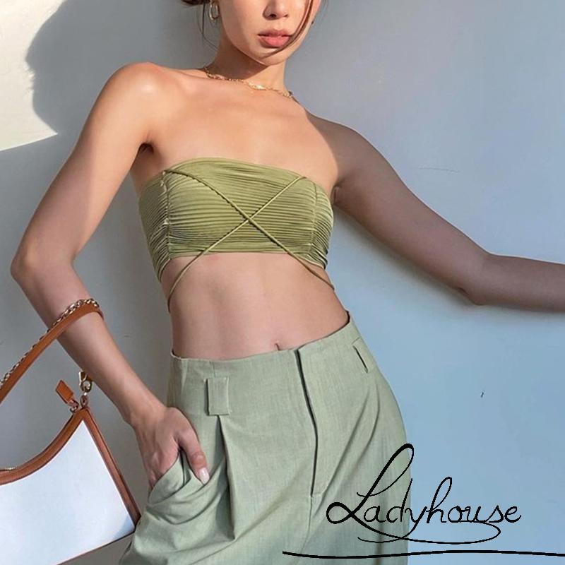 Áo Croptop Hai Dây Màu Sắc Trơn Thời Trang Mùa Hè Cho Nữ