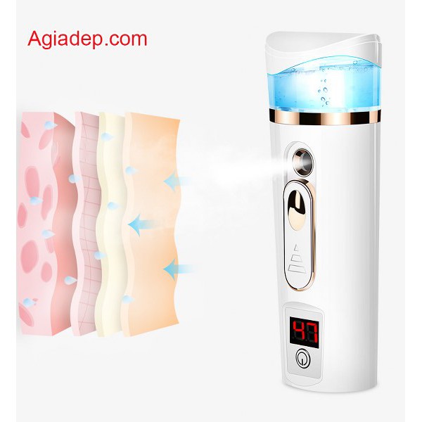 Máy xông hơi mặt Mimi (Có LED đo độ ẩm da) Giúp mịn da, trị mụn, hỗ trợ trang điểm cho bạn gái đẹp hơn - Agiadep.com