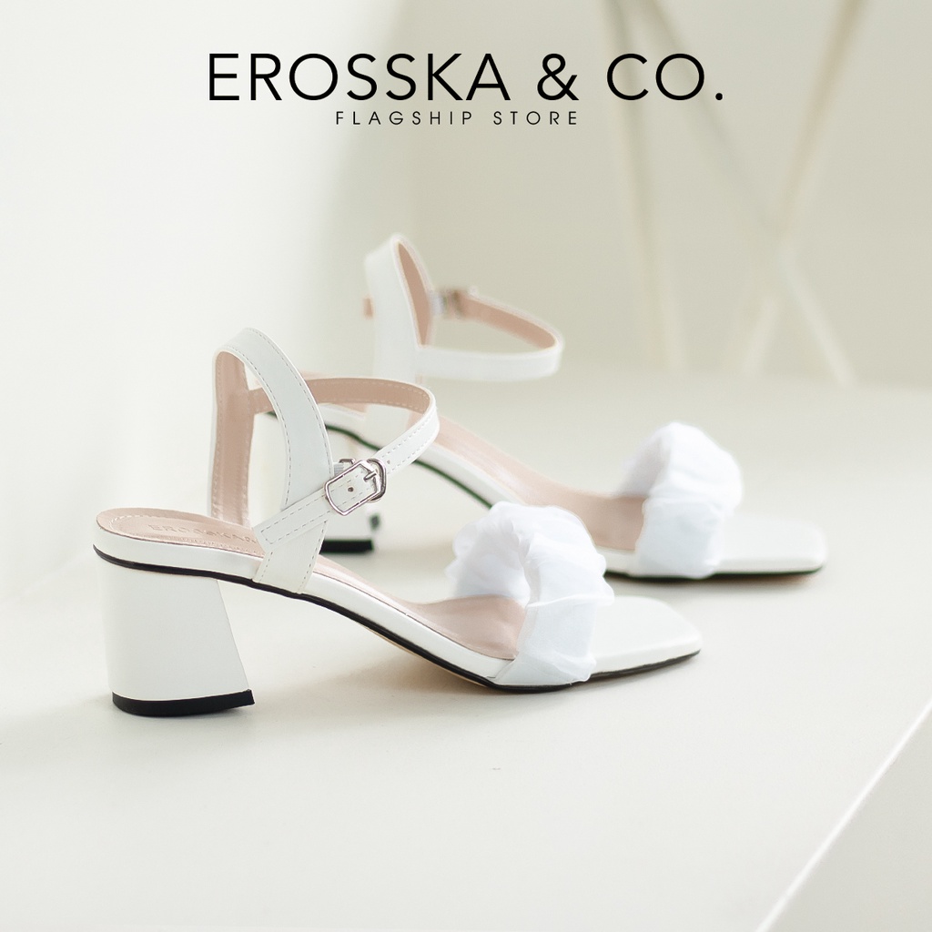 Erosska - Giày sandal cao gót quai nhún sang trọng cao 5cm màu đen - EB047