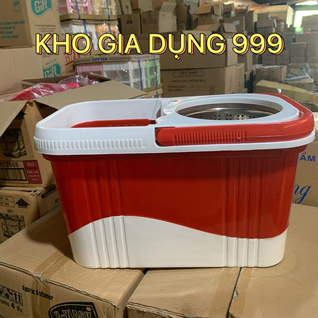 THÙNG LAU NHÀ XOAY 360 ĐỘ INOX - VẮT KHÔ BÔNG LAU SIÊU MƯỚT