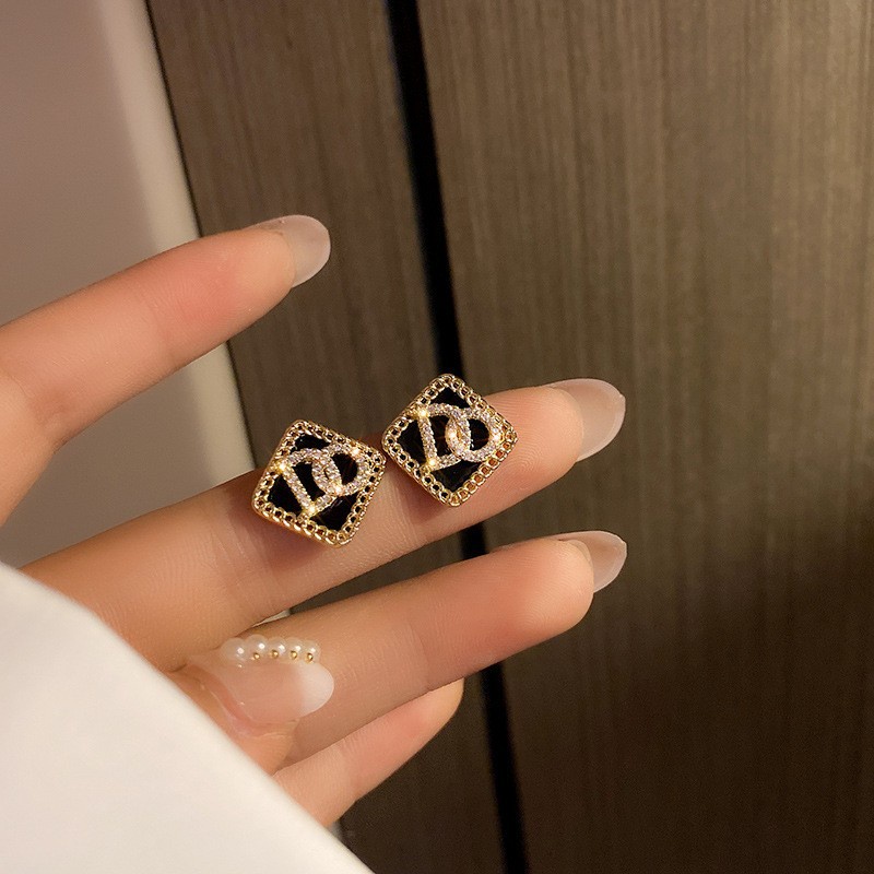 ✨✨Đôi khuyên tai chốt bạc 925 kiểu dáng hình học đính đá sang trọng cho nữ