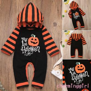 ♛♚♛Newborn Baby Girl Boy Pumpkin Clothes Hoodie Romper Jumpsuit Outfit Halloween