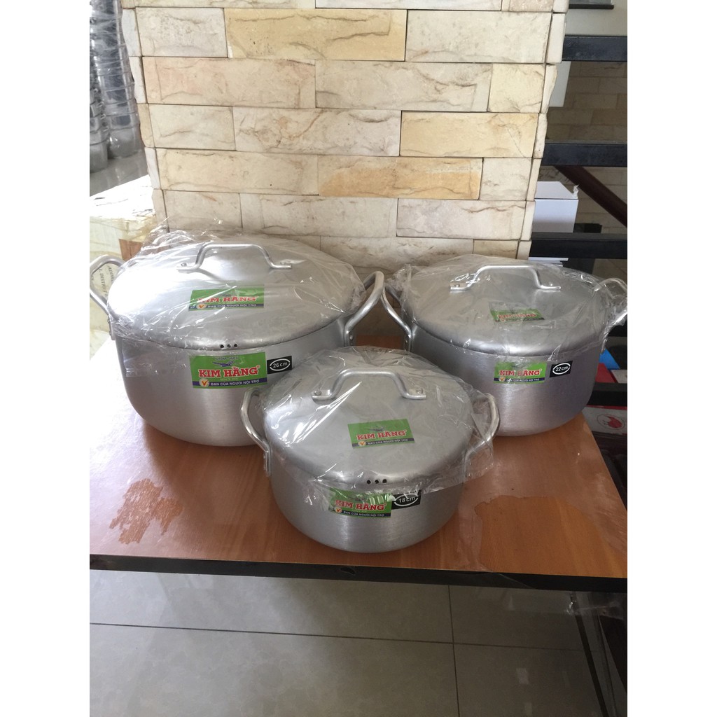 [HOT]BỘ NỒI KIM HẰNG 18-22-26 - CÔNG NGHỆ NHẬT BẢN - NHÔM XI BÓNG