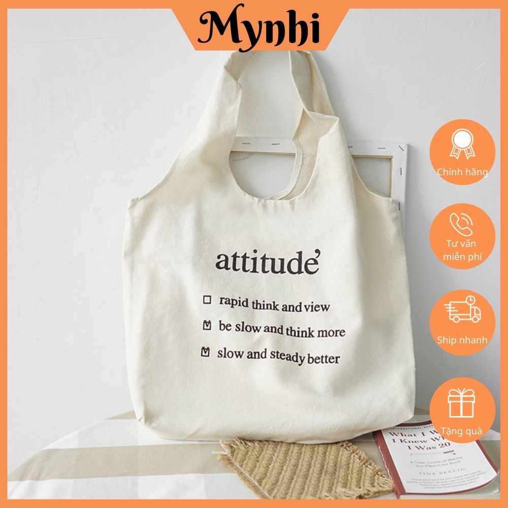 Túi tote vải đeo chéo canvas liền thân đi học đi chơi, hoạ tiết ngộ nghĩnh SHOPMYNHI SMN252